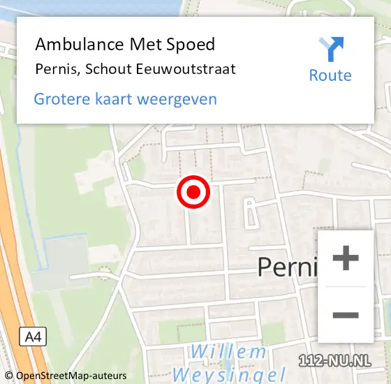 Locatie op kaart van de 112 melding: Ambulance Met Spoed Naar Pernis, Schout Eeuwoutstraat op 30 september 2024 03:49