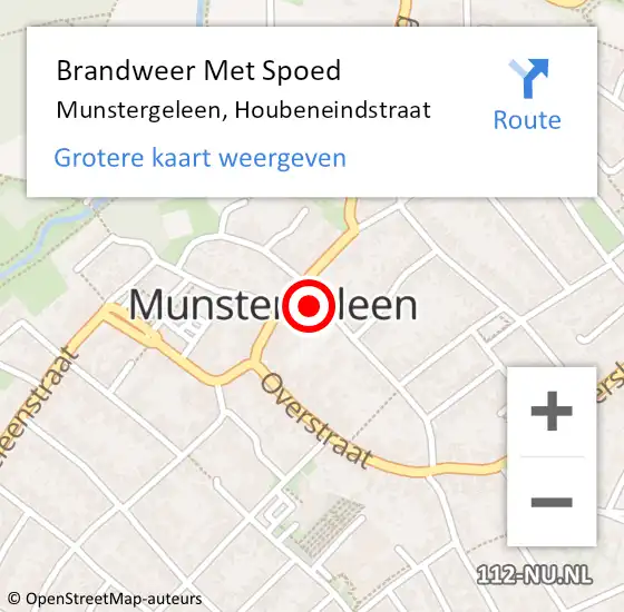 Locatie op kaart van de 112 melding: Brandweer Met Spoed Naar Munstergeleen, Houbeneindstraat op 30 september 2024 04:21