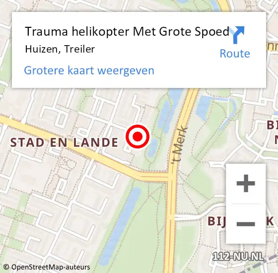 Locatie op kaart van de 112 melding: Trauma helikopter Met Grote Spoed Naar Huizen, Treiler op 30 september 2024 05:44