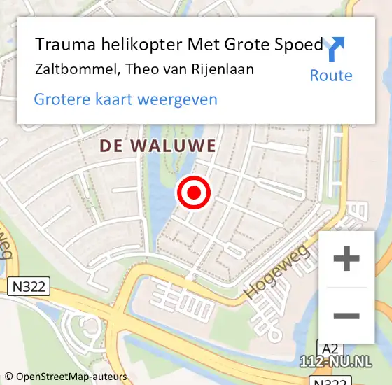 Locatie op kaart van de 112 melding: Trauma helikopter Met Grote Spoed Naar Zaltbommel, Theo van Rijenlaan op 30 september 2024 05:59