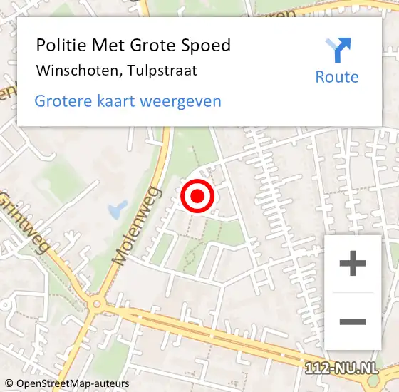 Locatie op kaart van de 112 melding: Politie Met Grote Spoed Naar Winschoten, Tulpstraat op 30 september 2024 06:37