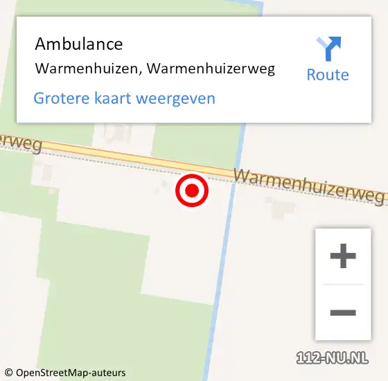 Locatie op kaart van de 112 melding: Ambulance Warmenhuizen, Warmenhuizerweg op 30 september 2024 06:40