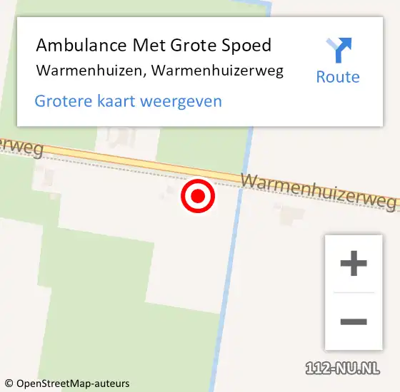 Locatie op kaart van de 112 melding: Ambulance Met Grote Spoed Naar Warmenhuizen, Warmenhuizerweg op 30 september 2024 06:41