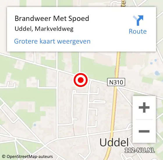 Locatie op kaart van de 112 melding: Brandweer Met Spoed Naar Uddel, Markveldweg op 30 september 2024 07:00