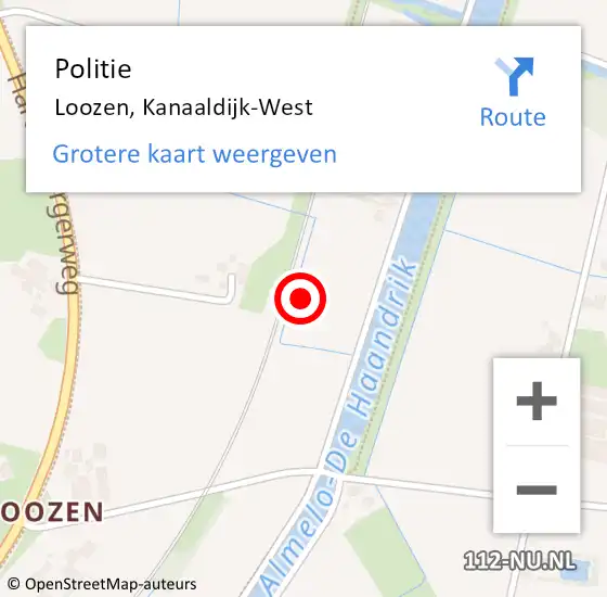 Locatie op kaart van de 112 melding: Politie Loozen, Kanaaldijk-West op 30 september 2024 07:21