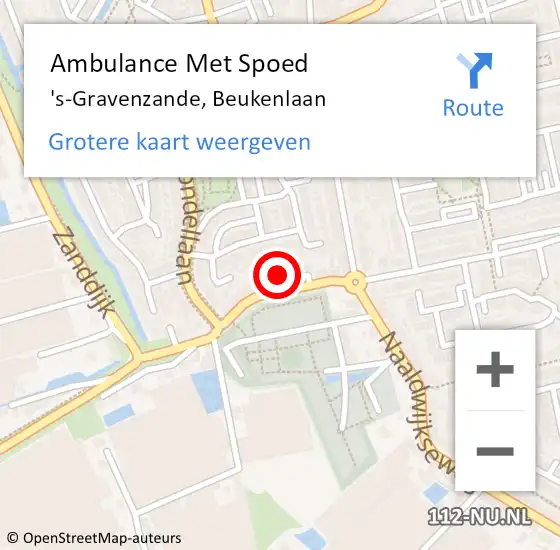 Locatie op kaart van de 112 melding: Ambulance Met Spoed Naar 's-Gravenzande, Beukenlaan op 30 september 2024 07:39