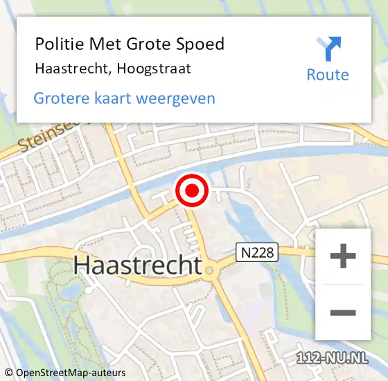 Locatie op kaart van de 112 melding: Politie Met Grote Spoed Naar Haastrecht, Hoogstraat op 30 september 2024 07:41