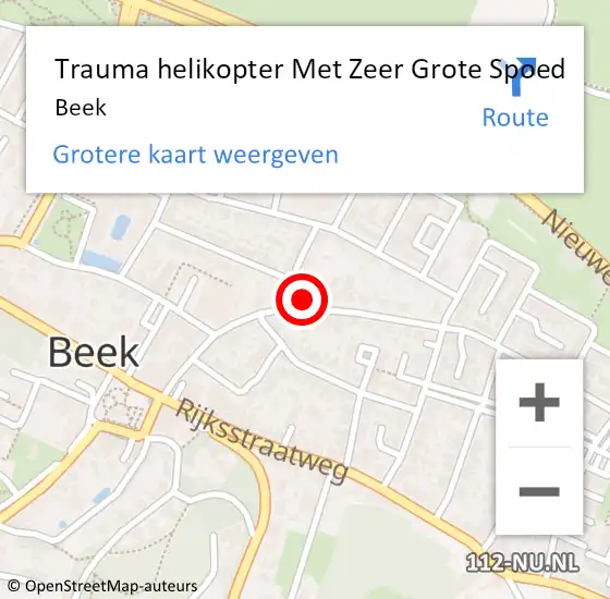 Locatie op kaart van de 112 melding: Trauma helikopter Met Zeer Grote Spoed Naar Beek op 30 september 2024 07:42