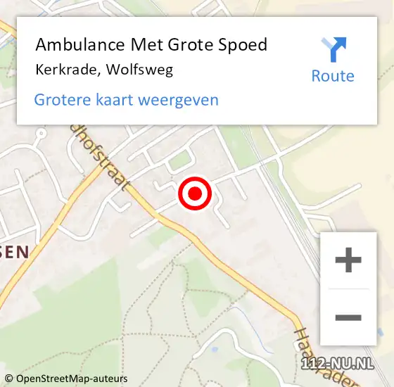 Locatie op kaart van de 112 melding: Ambulance Met Grote Spoed Naar Kerkrade, Wolfsweg op 21 oktober 2014 19:05