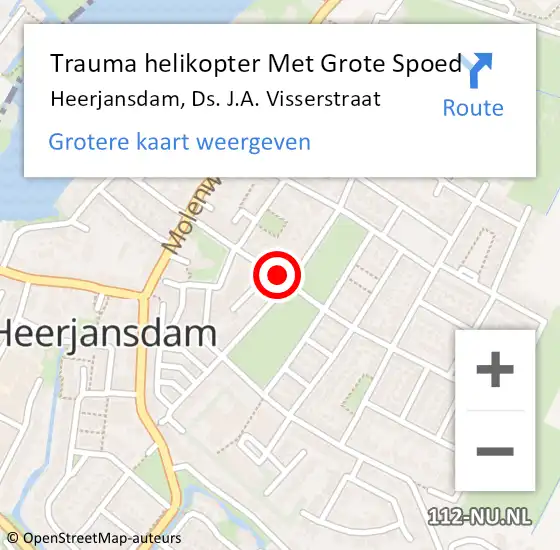 Locatie op kaart van de 112 melding: Trauma helikopter Met Grote Spoed Naar Heerjansdam, Ds. J.A. Visserstraat op 30 september 2024 08:18