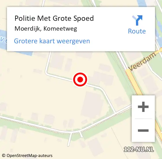 Locatie op kaart van de 112 melding: Politie Met Grote Spoed Naar Moerdijk, Komeetweg op 30 september 2024 08:28