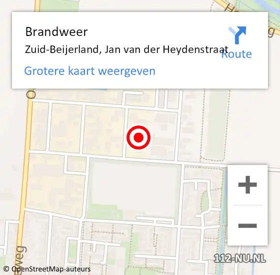 Locatie op kaart van de 112 melding: Brandweer Zuid-Beijerland, Jan van der Heydenstraat op 30 september 2024 08:35