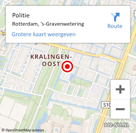 Locatie op kaart van de 112 melding: Politie Rotterdam, 's-Gravenwetering op 30 september 2024 08:43