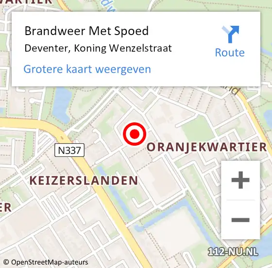 Locatie op kaart van de 112 melding: Brandweer Met Spoed Naar Deventer, Koning Wenzelstraat op 30 september 2024 08:50