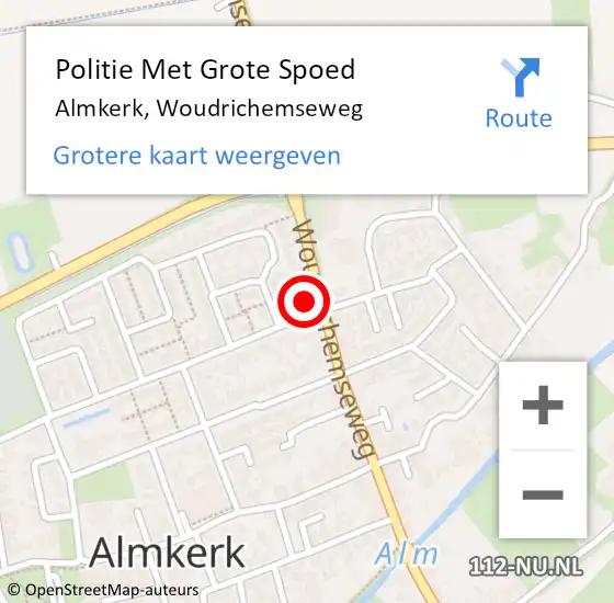 Locatie op kaart van de 112 melding: Politie Met Grote Spoed Naar Almkerk, Woudrichemseweg op 30 september 2024 08:54