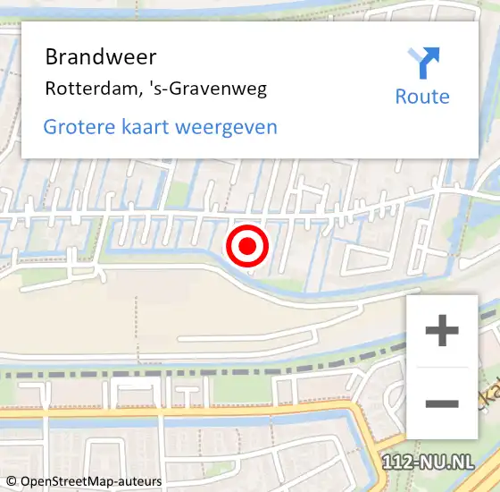 Locatie op kaart van de 112 melding: Brandweer Rotterdam, 's-Gravenweg op 30 september 2024 09:05