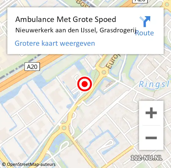 Locatie op kaart van de 112 melding: Ambulance Met Grote Spoed Naar Nieuwerkerk aan den IJssel, Grasdrogerij op 30 september 2024 09:17