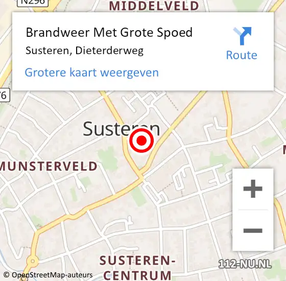 Locatie op kaart van de 112 melding: Brandweer Met Grote Spoed Naar Susteren, Dieterderweg op 30 september 2024 09:31