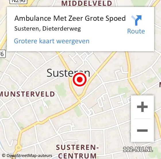 Locatie op kaart van de 112 melding: Ambulance Met Zeer Grote Spoed Naar Susteren, Dieterderweg op 30 september 2024 09:31