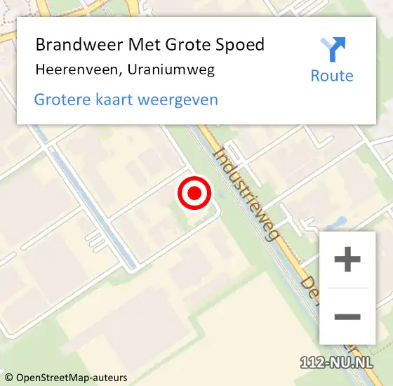 Locatie op kaart van de 112 melding: Brandweer Met Grote Spoed Naar Heerenveen, Uraniumweg op 30 september 2024 09:33