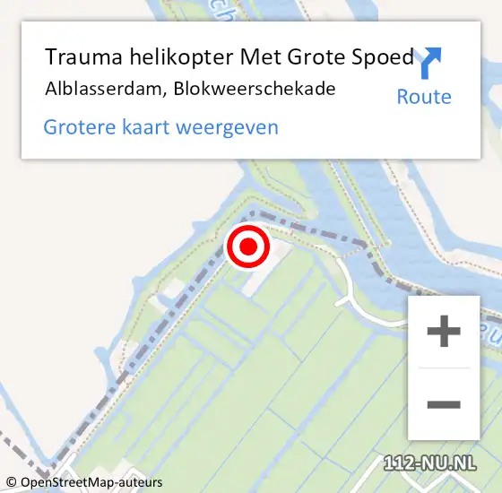 Locatie op kaart van de 112 melding: Trauma helikopter Met Grote Spoed Naar Alblasserdam, Blokweerschekade op 30 september 2024 09:34