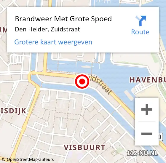 Locatie op kaart van de 112 melding: Brandweer Met Grote Spoed Naar Den Helder, Zuidstraat op 30 september 2024 09:38