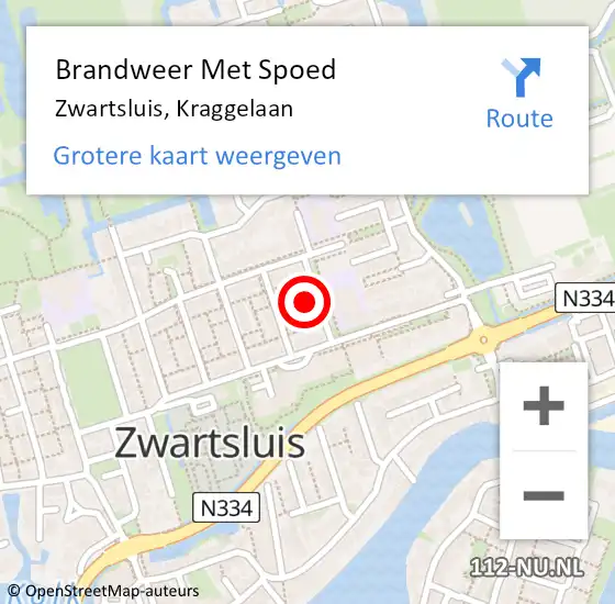 Locatie op kaart van de 112 melding: Brandweer Met Spoed Naar Zwartsluis, Kraggelaan op 30 september 2024 09:42