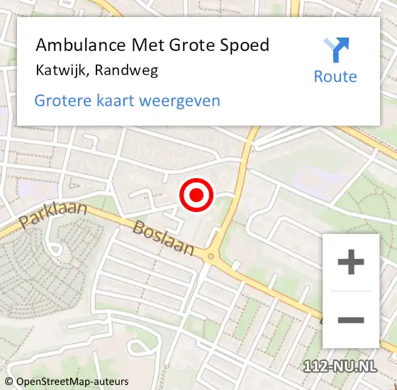 Locatie op kaart van de 112 melding: Ambulance Met Grote Spoed Naar Katwijk, Randweg op 30 september 2024 09:48