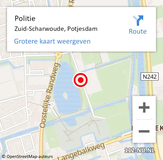 Locatie op kaart van de 112 melding: Politie Zuid-Scharwoude, Potjesdam op 21 oktober 2014 19:20