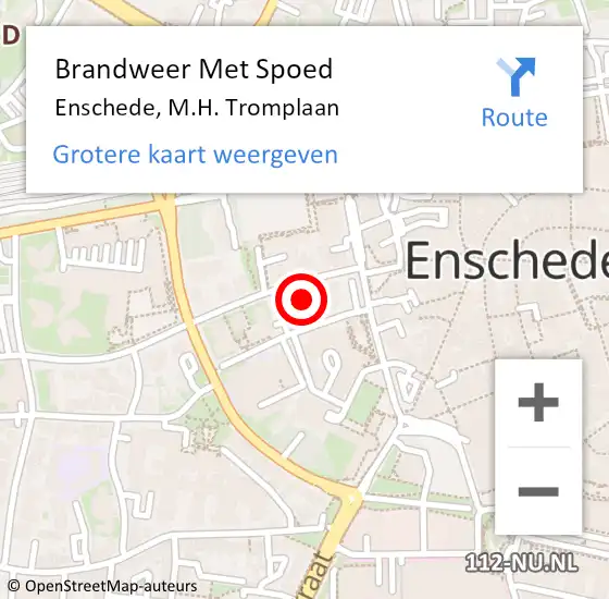 Locatie op kaart van de 112 melding: Brandweer Met Spoed Naar Enschede, M.H. Tromplaan op 30 september 2024 09:55