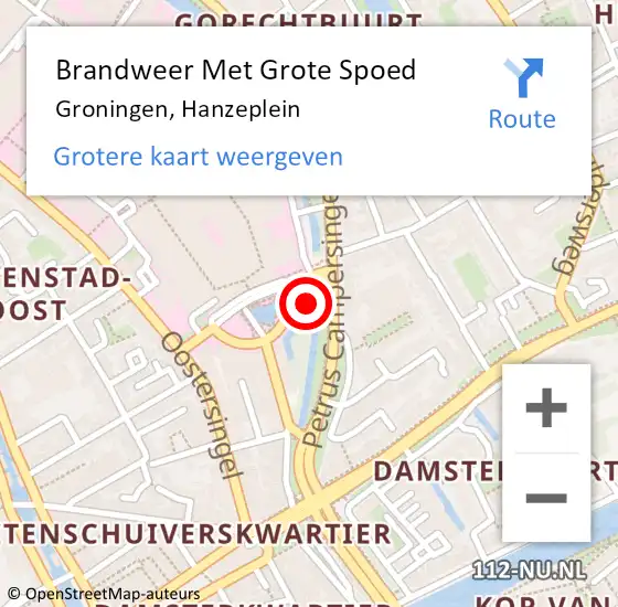 Locatie op kaart van de 112 melding: Brandweer Met Grote Spoed Naar Groningen, Hanzeplein op 30 september 2024 10:03