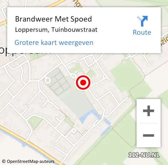 Locatie op kaart van de 112 melding: Brandweer Met Spoed Naar Loppersum, Tuinbouwstraat op 30 september 2024 10:14