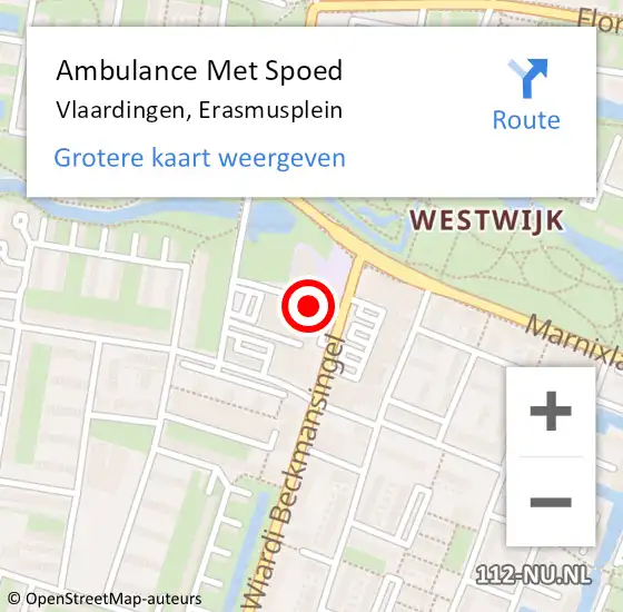 Locatie op kaart van de 112 melding: Ambulance Met Spoed Naar Vlaardingen, Erasmusplein op 30 september 2024 10:22