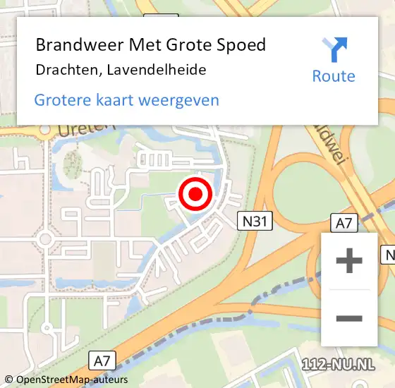 Locatie op kaart van de 112 melding: Brandweer Met Grote Spoed Naar Drachten, Lavendelheide op 30 september 2024 10:24