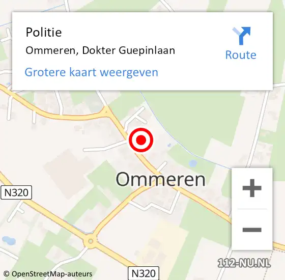 Locatie op kaart van de 112 melding: Politie Ommeren, Dokter Guepinlaan op 30 september 2024 10:33