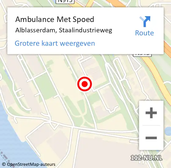 Locatie op kaart van de 112 melding: Ambulance Met Spoed Naar Alblasserdam, Staalindustrieweg op 30 september 2024 10:33