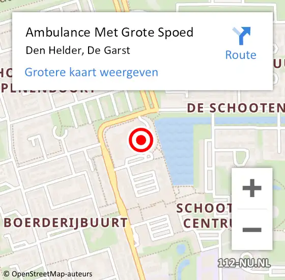 Locatie op kaart van de 112 melding: Ambulance Met Grote Spoed Naar Den Helder, De Garst op 30 september 2024 10:40