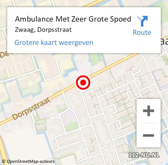 Locatie op kaart van de 112 melding: Ambulance Met Zeer Grote Spoed Naar Zwaag, Dorpsstraat op 30 september 2024 10:59