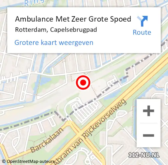 Locatie op kaart van de 112 melding: Ambulance Met Zeer Grote Spoed Naar Rotterdam, Capelsebrugpad op 30 september 2024 11:01