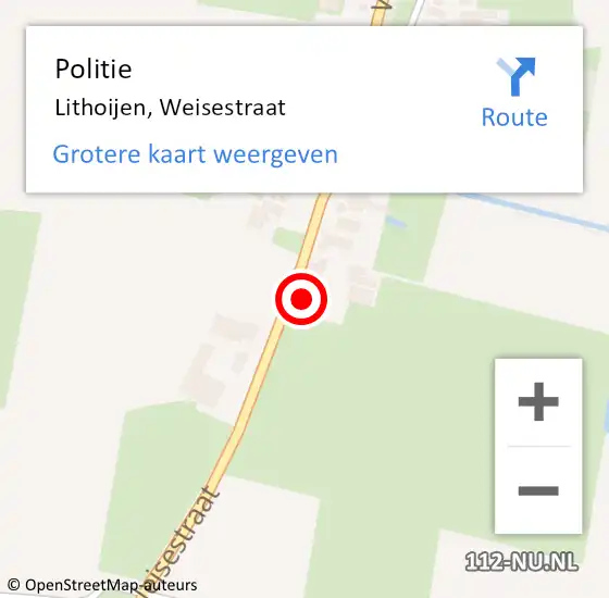 Locatie op kaart van de 112 melding: Politie Lithoijen, Weisestraat op 30 september 2024 11:20