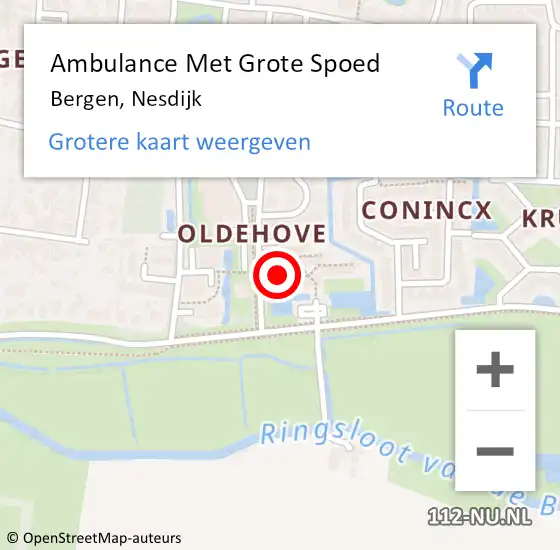 Locatie op kaart van de 112 melding: Ambulance Met Grote Spoed Naar Bergen, Nesdijk op 30 september 2024 11:25