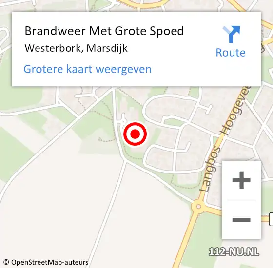 Locatie op kaart van de 112 melding: Brandweer Met Grote Spoed Naar Westerbork, Marsdijk op 30 september 2024 11:30