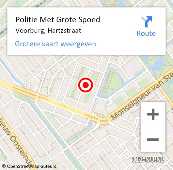 Locatie op kaart van de 112 melding: Politie Met Grote Spoed Naar Voorburg, Hartzstraat op 30 september 2024 11:35