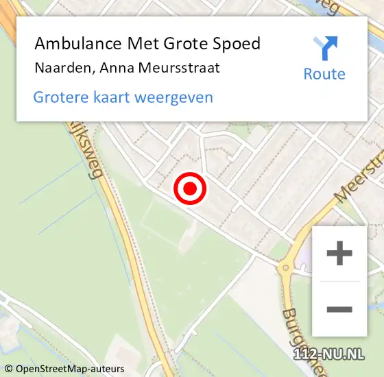 Locatie op kaart van de 112 melding: Ambulance Met Grote Spoed Naar Naarden, Anna Meursstraat op 18 oktober 2013 11:42