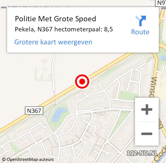 Locatie op kaart van de 112 melding: Politie Met Grote Spoed Naar Pekela, N367 hectometerpaal: 8,5 op 30 september 2024 11:37