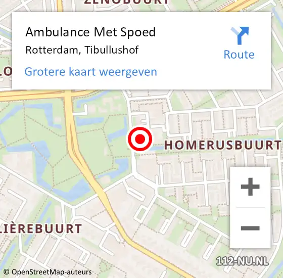 Locatie op kaart van de 112 melding: Ambulance Met Spoed Naar Rotterdam, Tibullushof op 30 september 2024 11:57