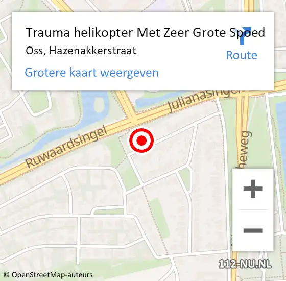 Locatie op kaart van de 112 melding: Trauma helikopter Met Zeer Grote Spoed Naar Oss, Hazenakkerstraat op 30 september 2024 12:05