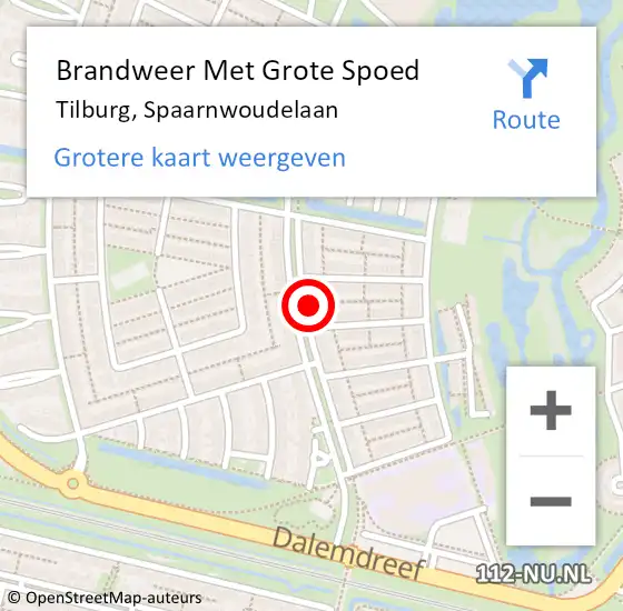 Locatie op kaart van de 112 melding: Brandweer Met Grote Spoed Naar Tilburg, Spaarnwoudelaan op 30 september 2024 12:14