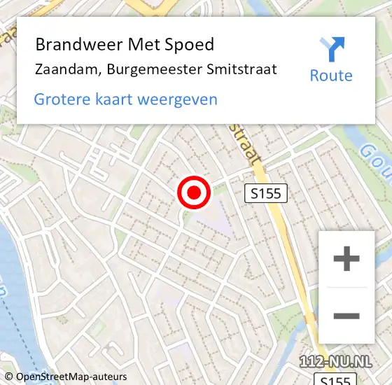 Locatie op kaart van de 112 melding: Brandweer Met Spoed Naar Zaandam, Burgemeester Smitstraat op 30 september 2024 12:20