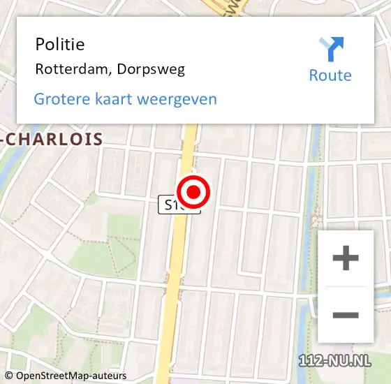 Locatie op kaart van de 112 melding: Politie Rotterdam, Dorpsweg op 30 september 2024 12:38